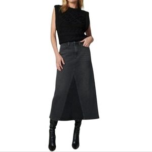 JOE'S The Tulie Skirt Midi Stretch Denim Five Pocket Style A-Line Black 27 NWT